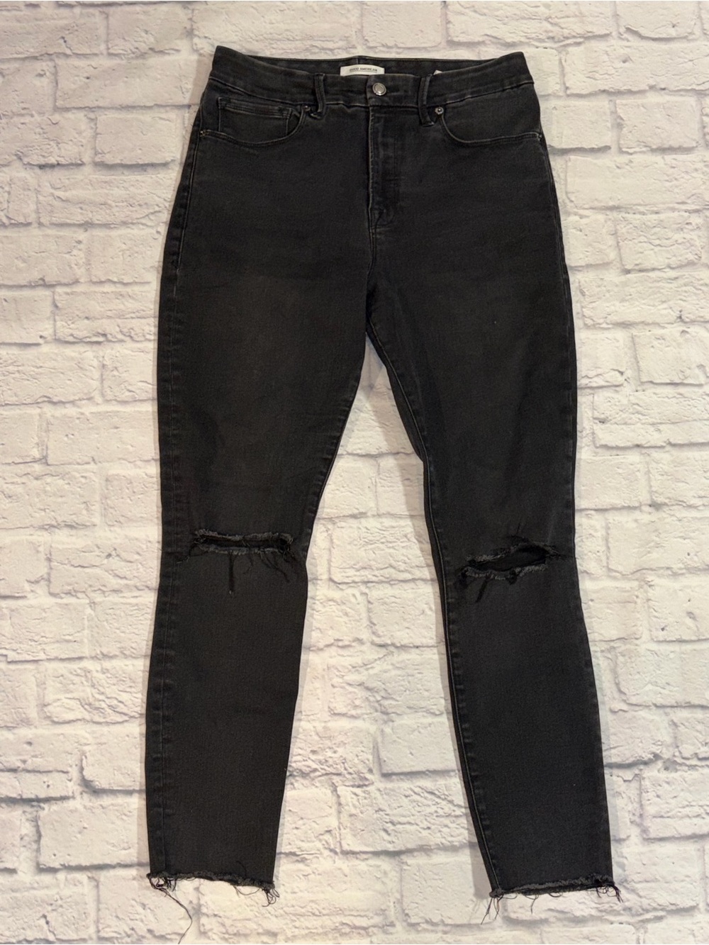 Good American Good Legs Distressed Raw Hem Skinny Ankle Jeans Size 10(30)